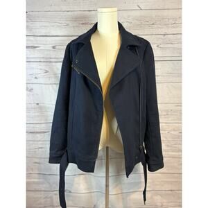 Banana Republic Navy Blue Moto Jacket Size M With Belt – Good Condition